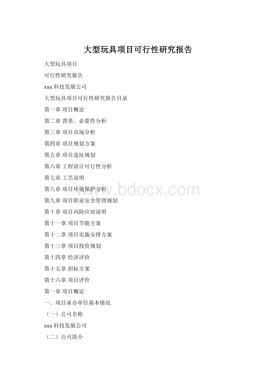 大型玩具项目可行性研究报告Word下载.docx