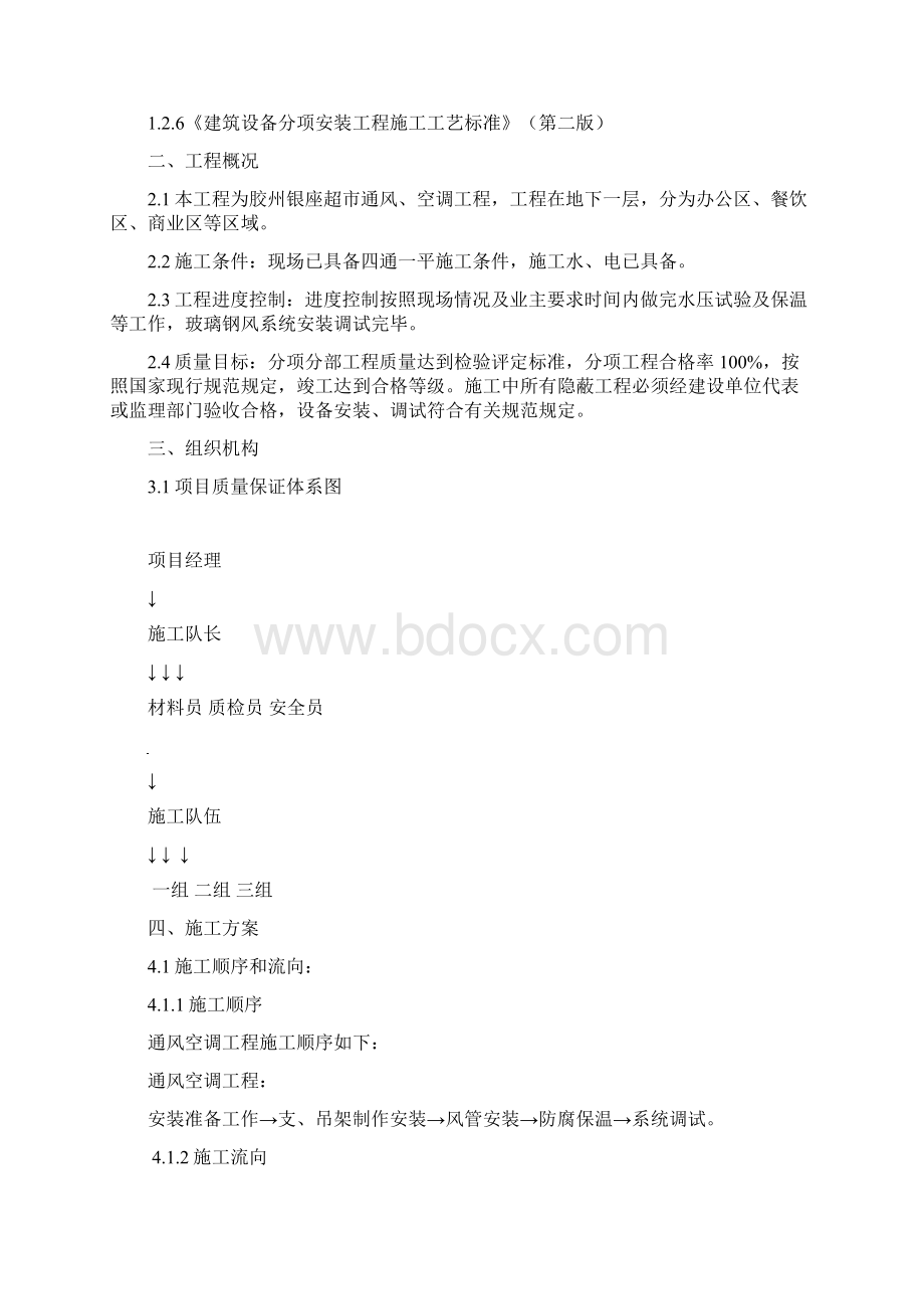 玻璃钢风道及空调施工方案胶州银座.docx_第2页