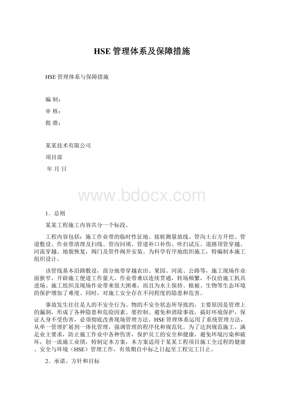 HSE管理体系及保障措施Word文件下载.docx