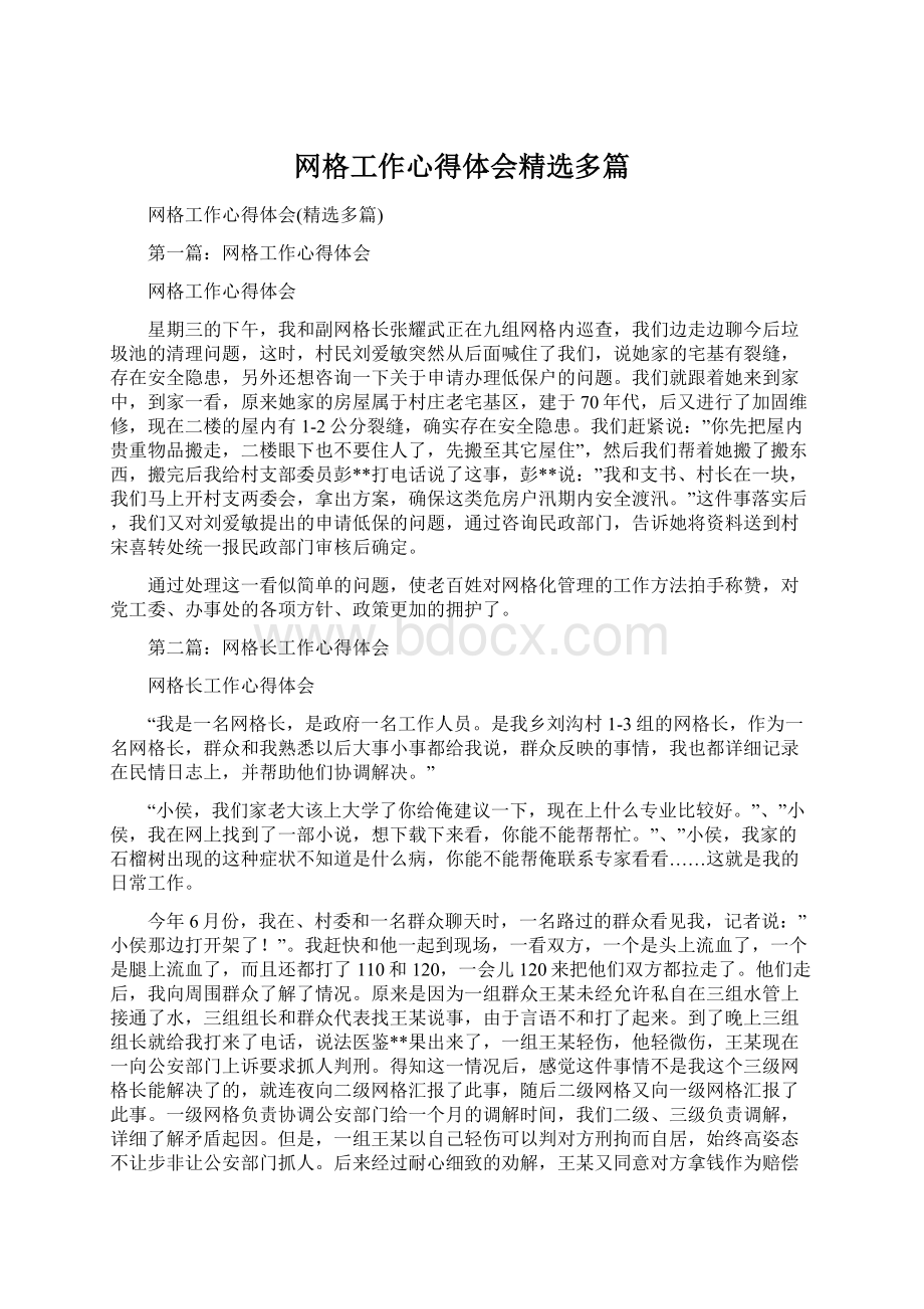 网格工作心得体会精选多篇.docx