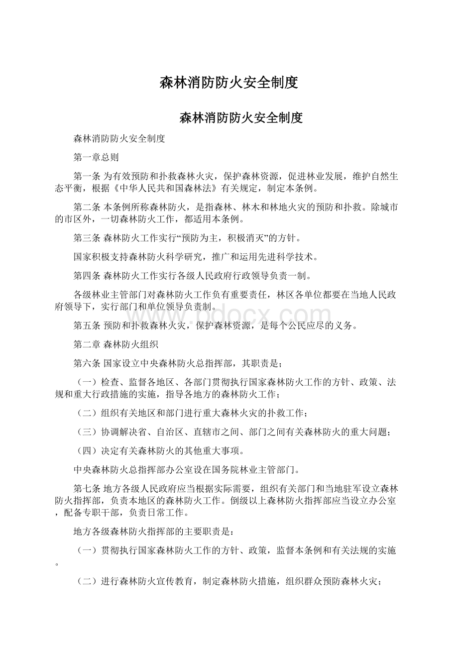 森林消防防火安全制度Word文档格式.docx_第1页