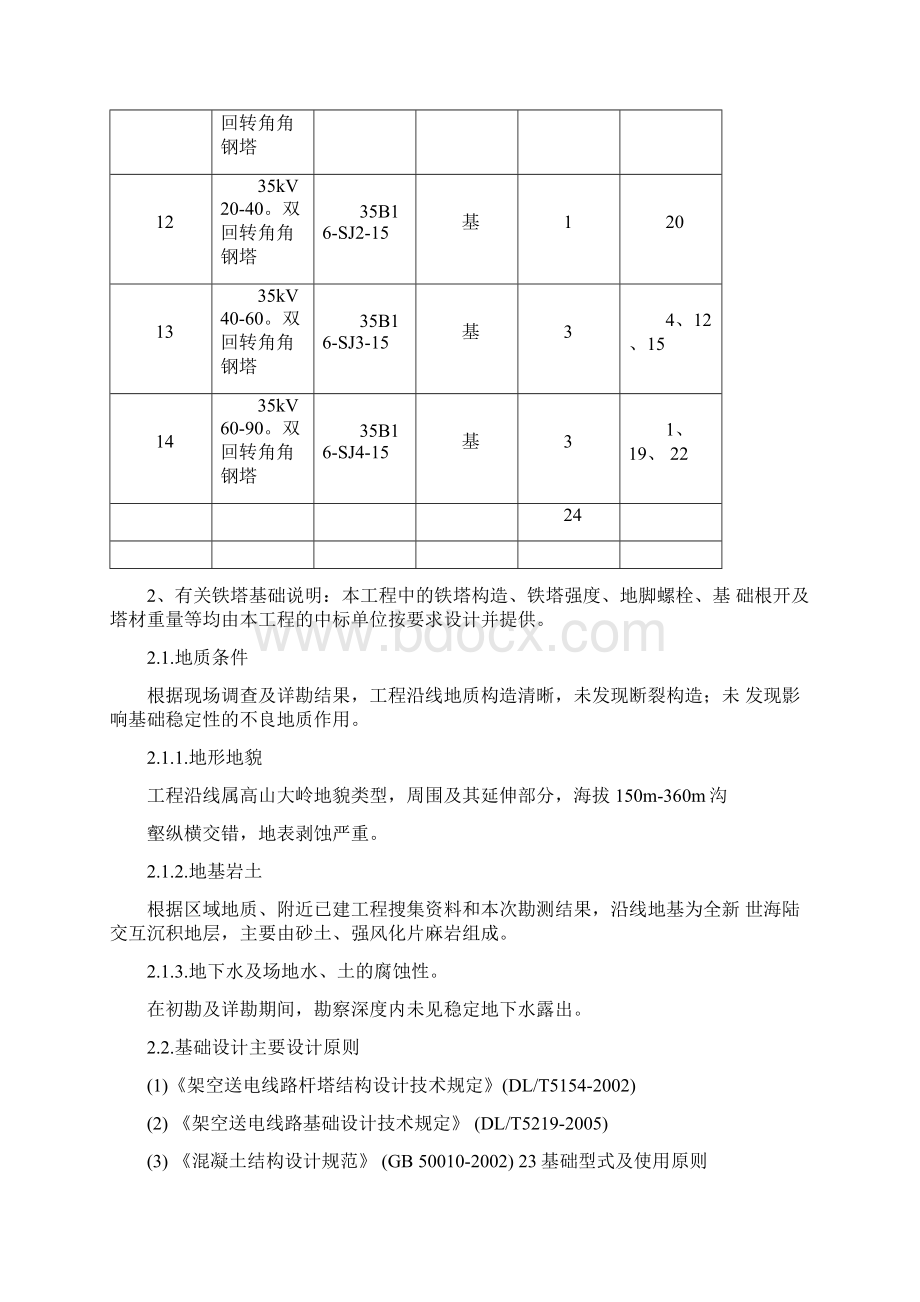 35kV角钢塔基础施工说明书Word文档下载推荐.docx_第3页