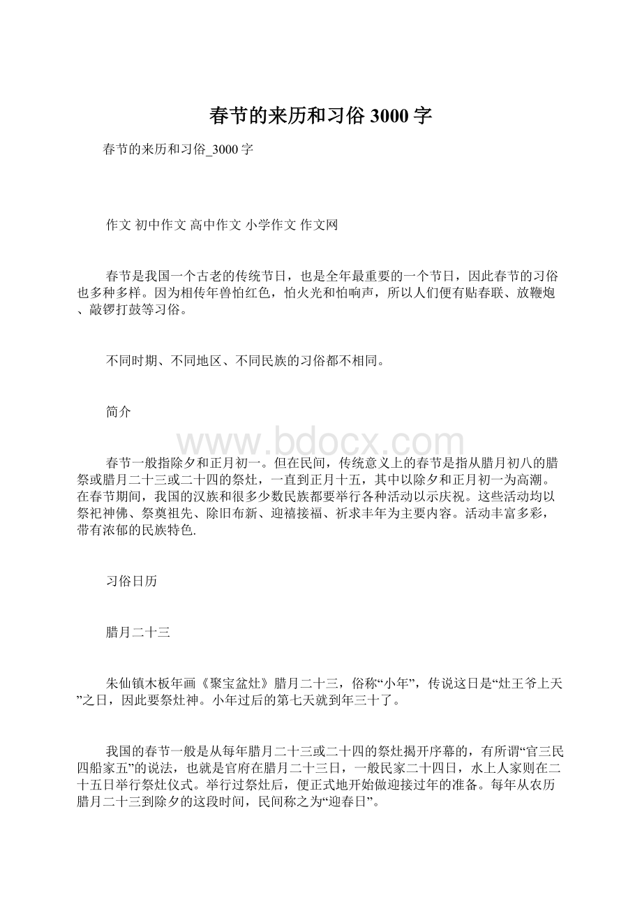 春节的来历和习俗3000字.docx