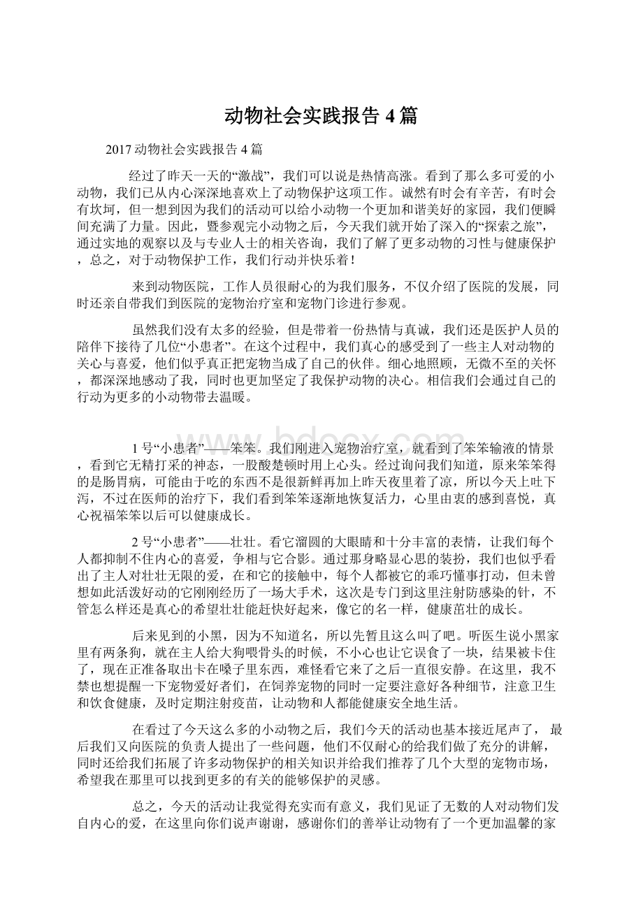 动物社会实践报告4篇.docx_第1页