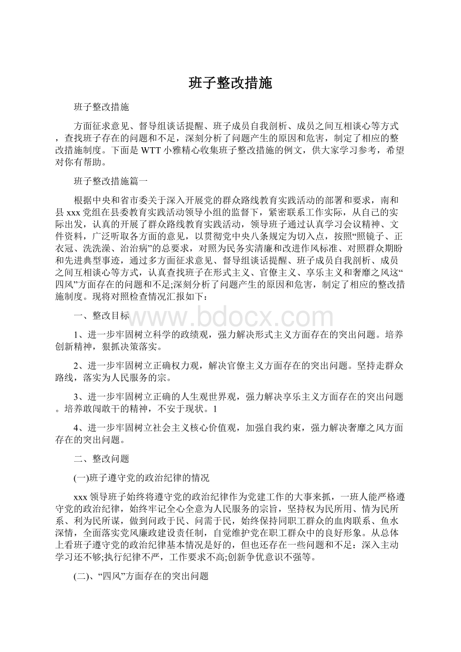 班子整改措施.docx_第1页