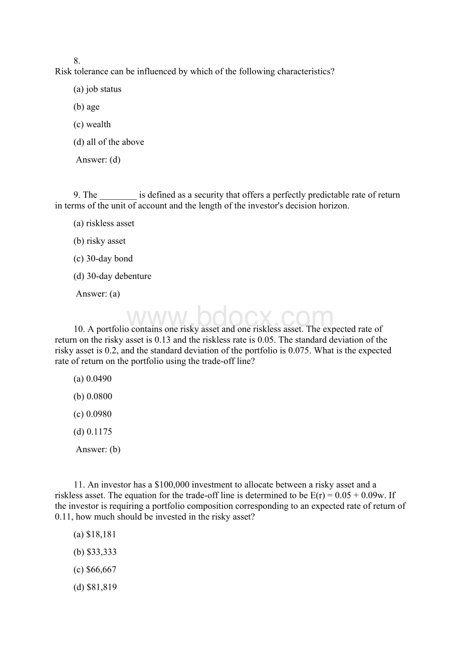 兹维博迪金融学第二版试题库12TB.docx_第3页