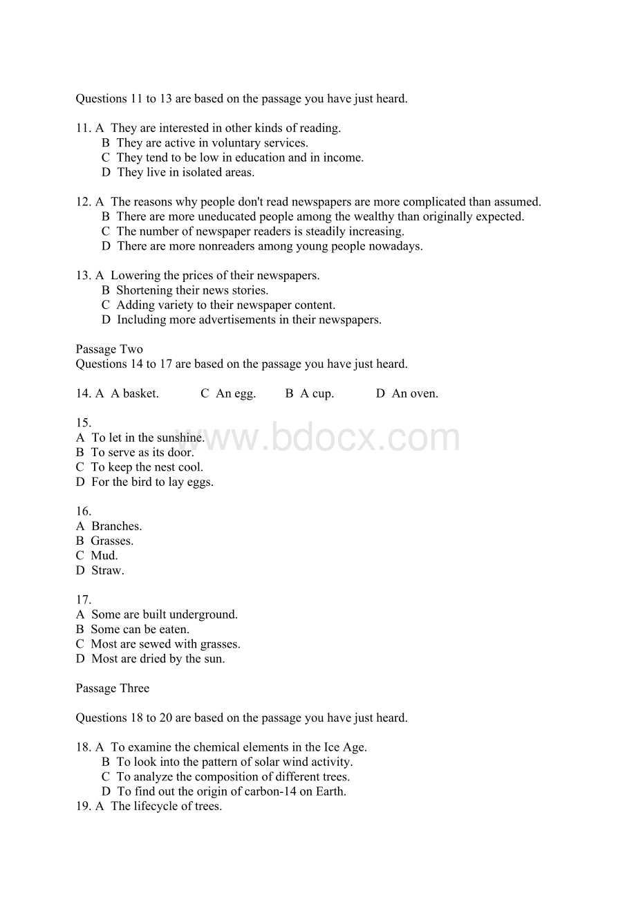 大学英语四级考试试题及参考答案Word文档下载推荐.docx_第3页