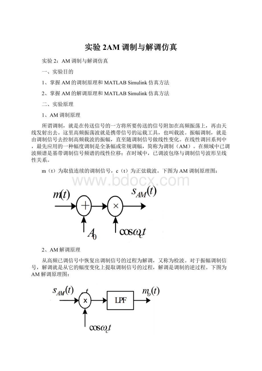 实验2AM调制与解调仿真.docx