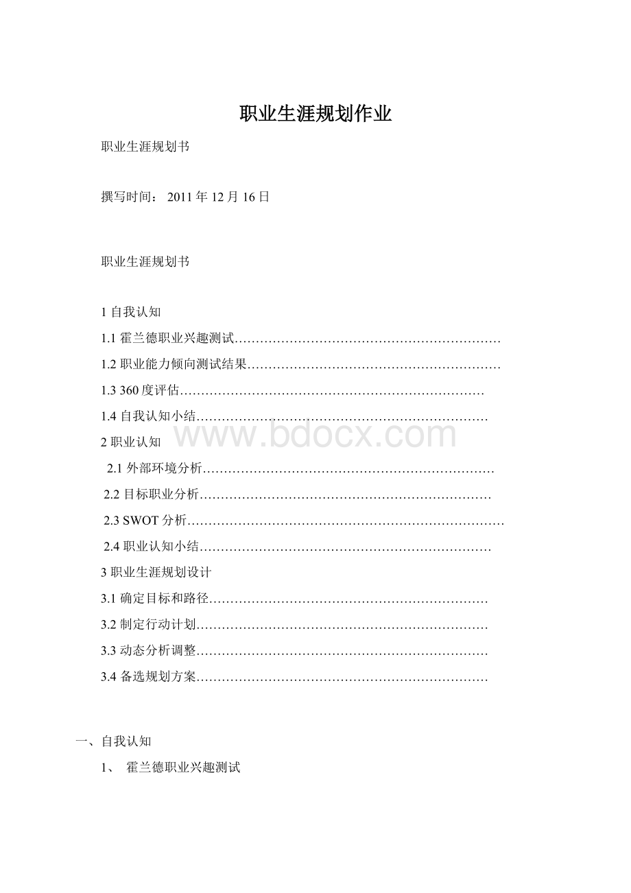 职业生涯规划作业Word文档格式.docx