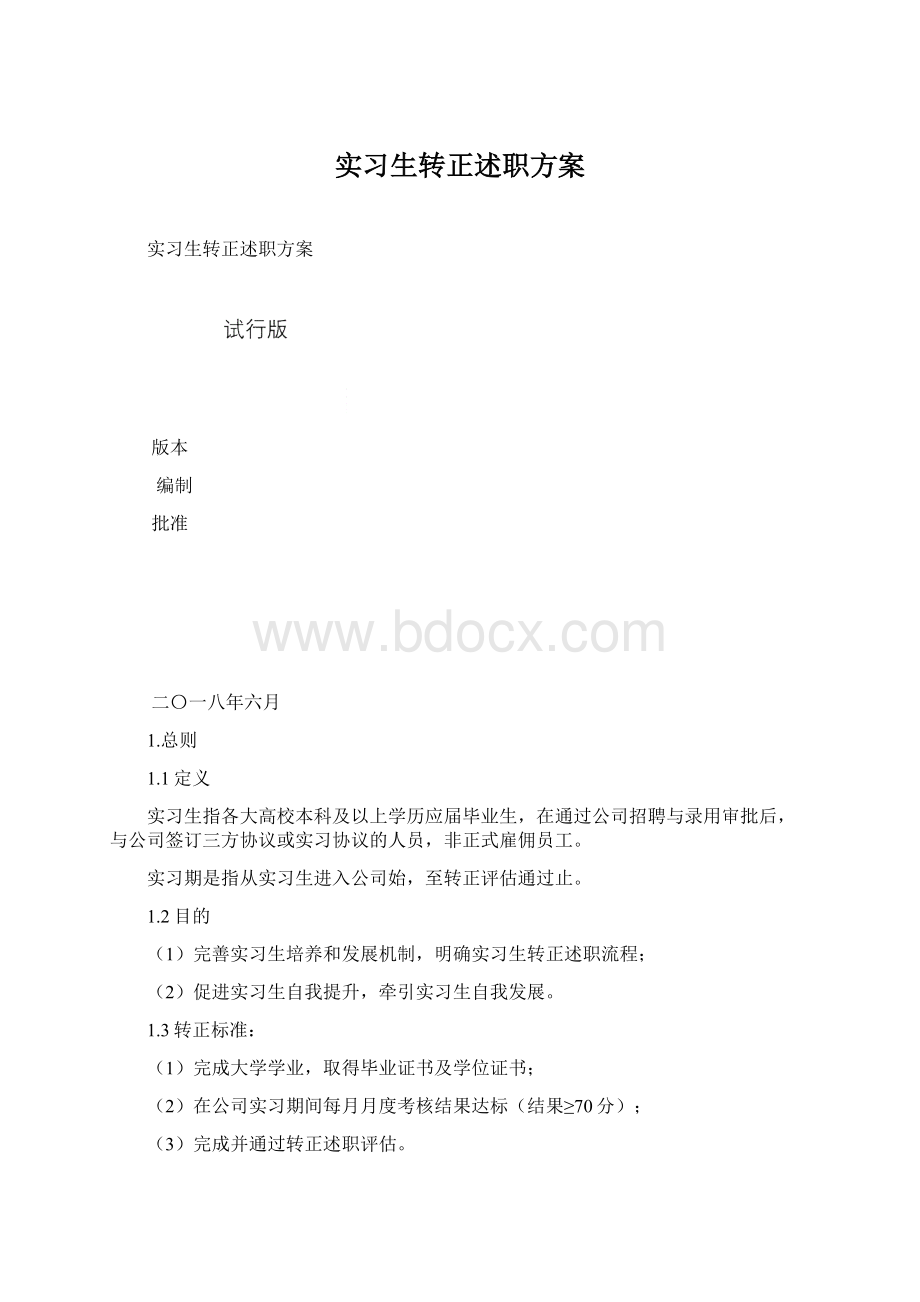 实习生转正述职方案Word格式文档下载.docx