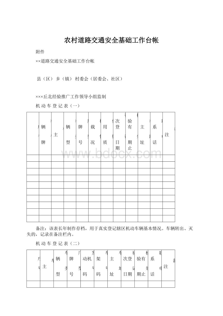 农村道路交通安全基础工作台帐Word格式.docx