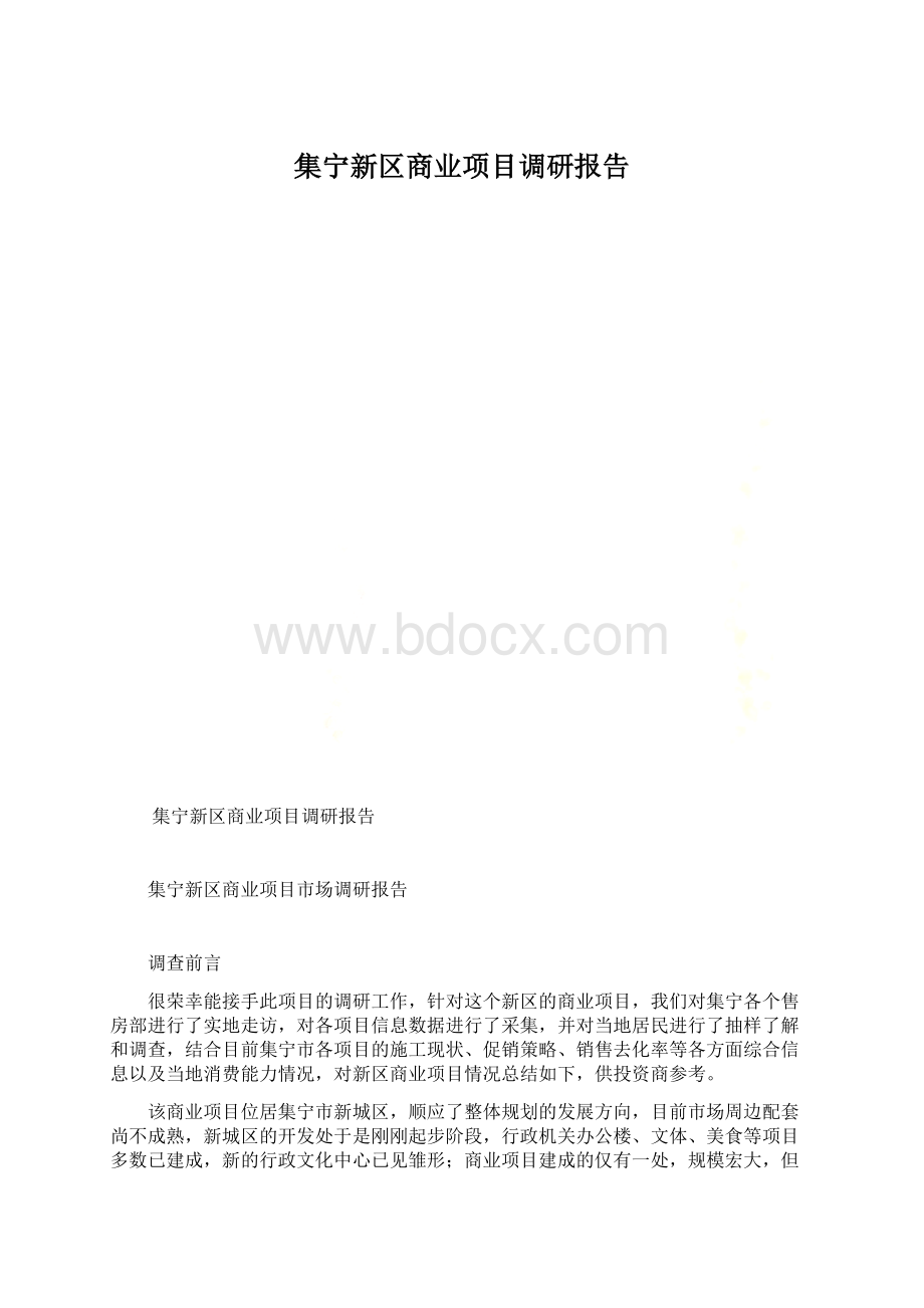 集宁新区商业项目调研报告Word格式.docx_第1页