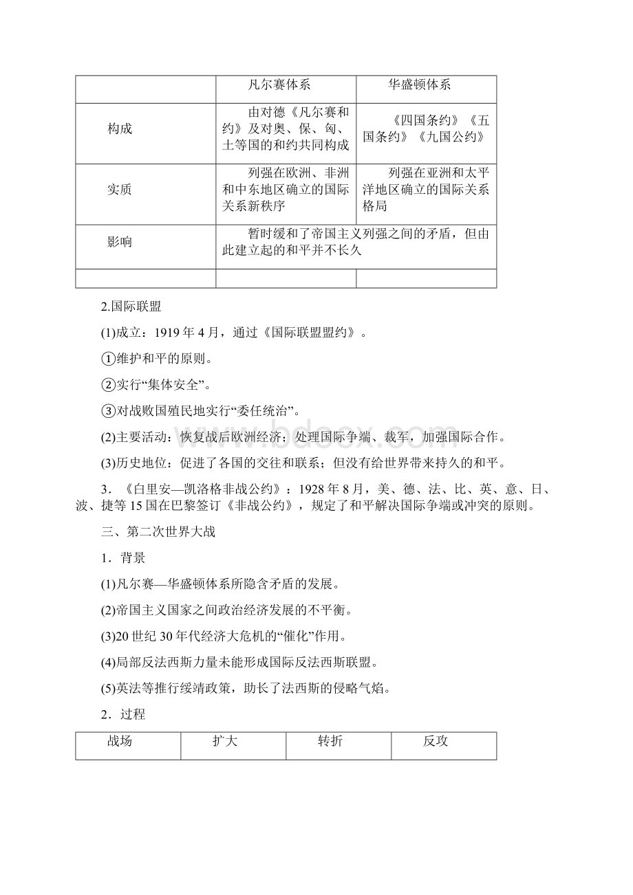 版高考历史一轮复习 选考部分 20世纪的战争与和平学案 北师大版选修3.docx_第2页