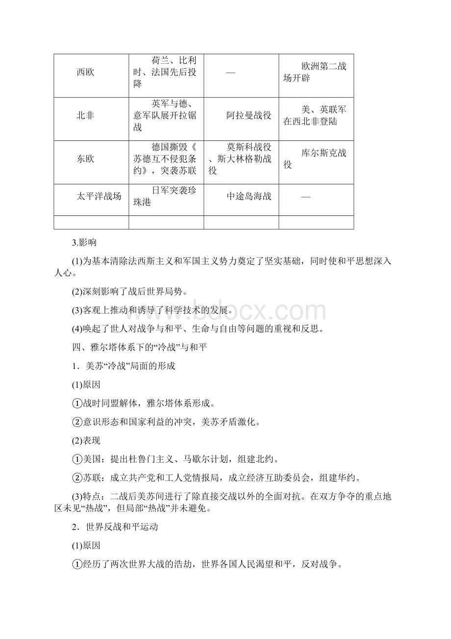 版高考历史一轮复习 选考部分 20世纪的战争与和平学案 北师大版选修3Word文件下载.docx_第3页