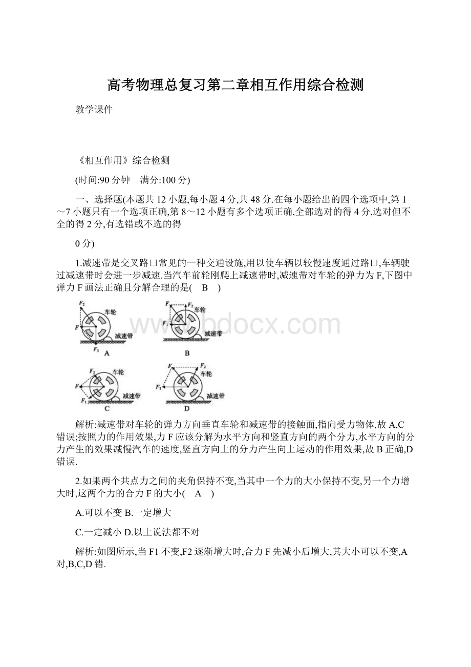 高考物理总复习第二章相互作用综合检测.docx