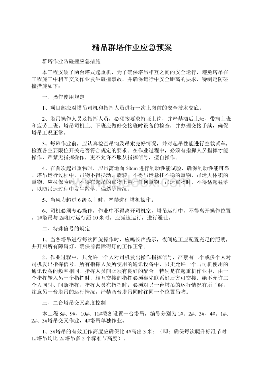 精品群塔作业应急预案.docx