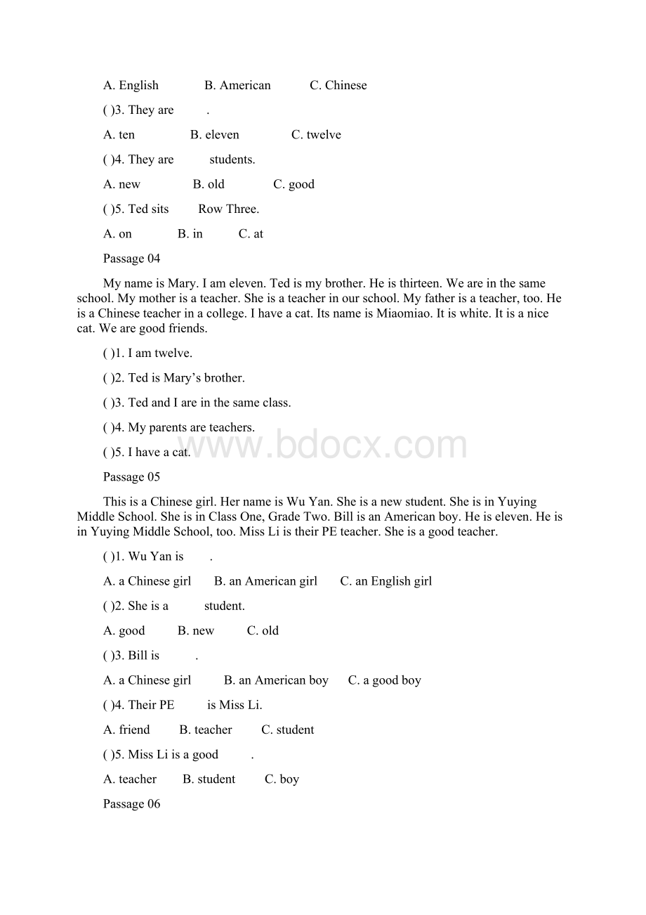 PEP小学英语五年级上册阅读理解练习.docx_第2页