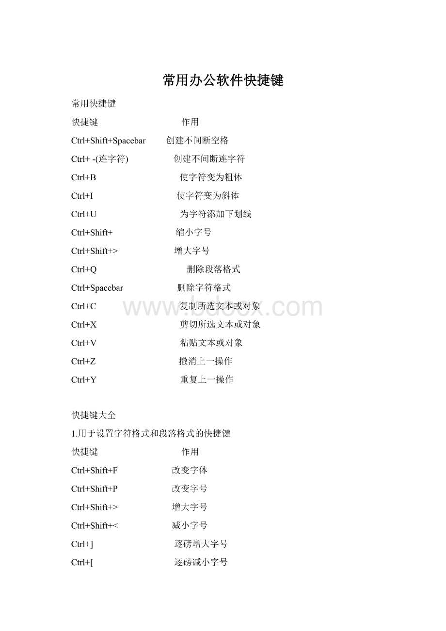 常用办公软件快捷键.docx_第1页