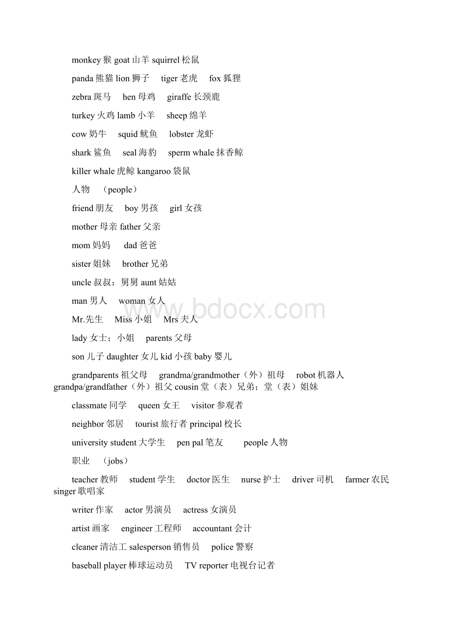 小学英语毕业总复习单词归类表2.docx_第2页