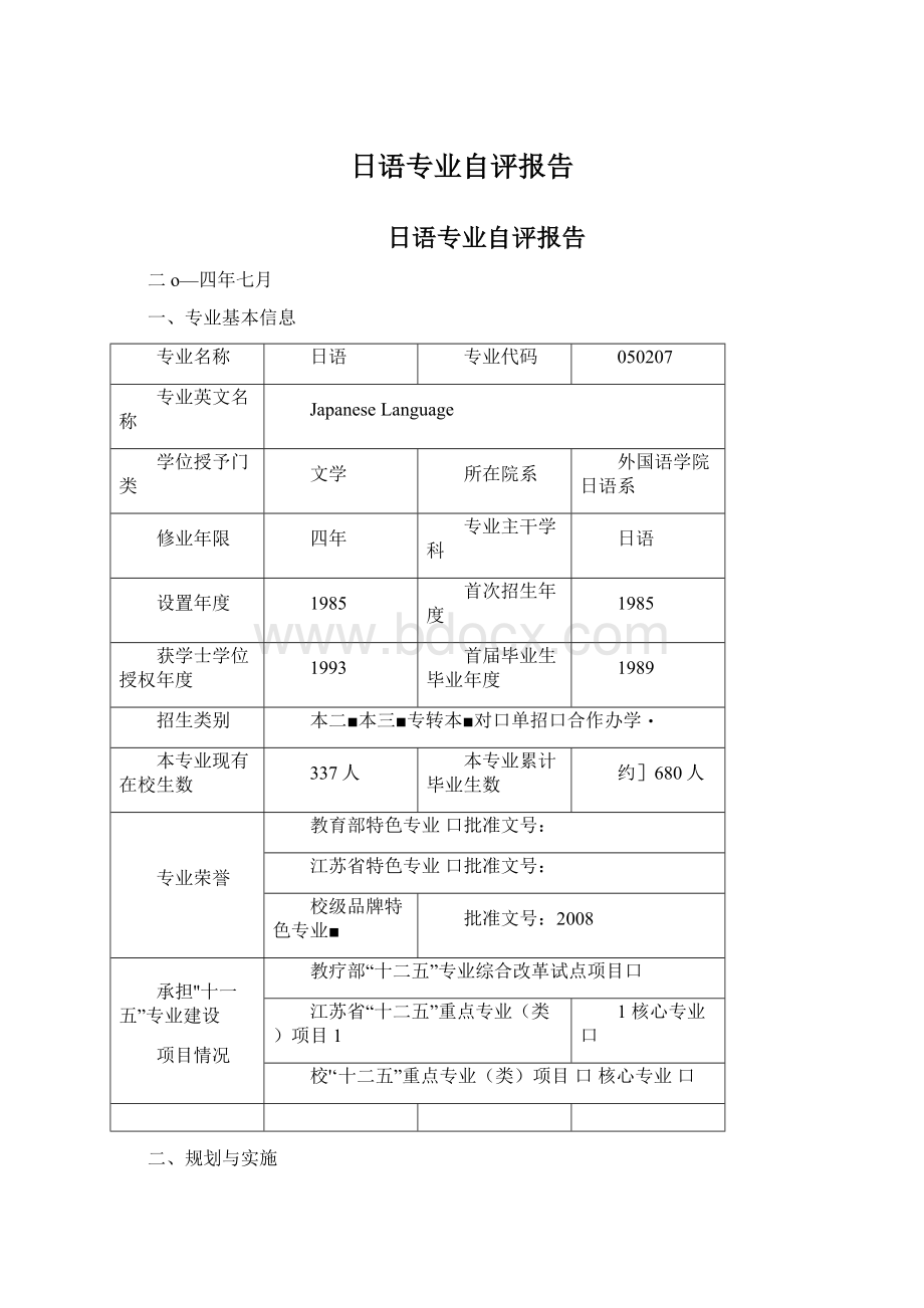 日语专业自评报告Word文档格式.docx