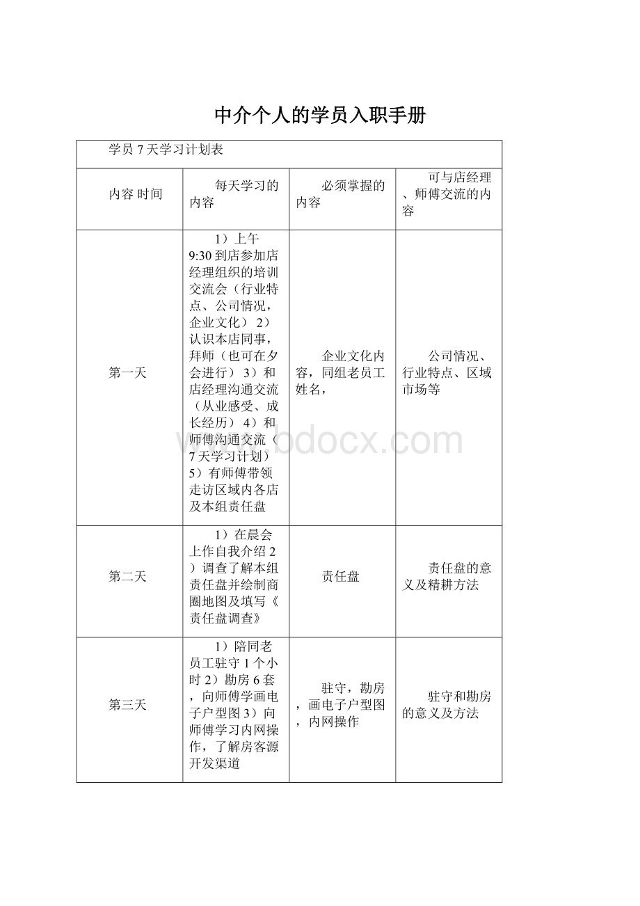 中介个人的学员入职手册Word文档下载推荐.docx_第1页