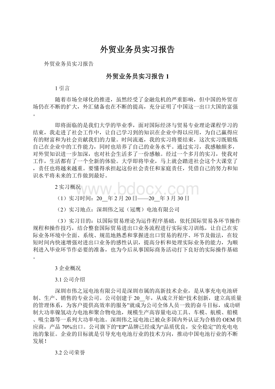 外贸业务员实习报告Word文档格式.docx