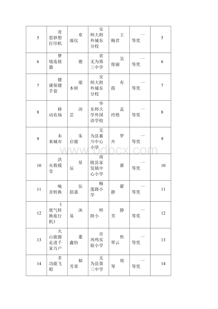 芜湖市青少年科技创新大赛评选结果.docx_第2页