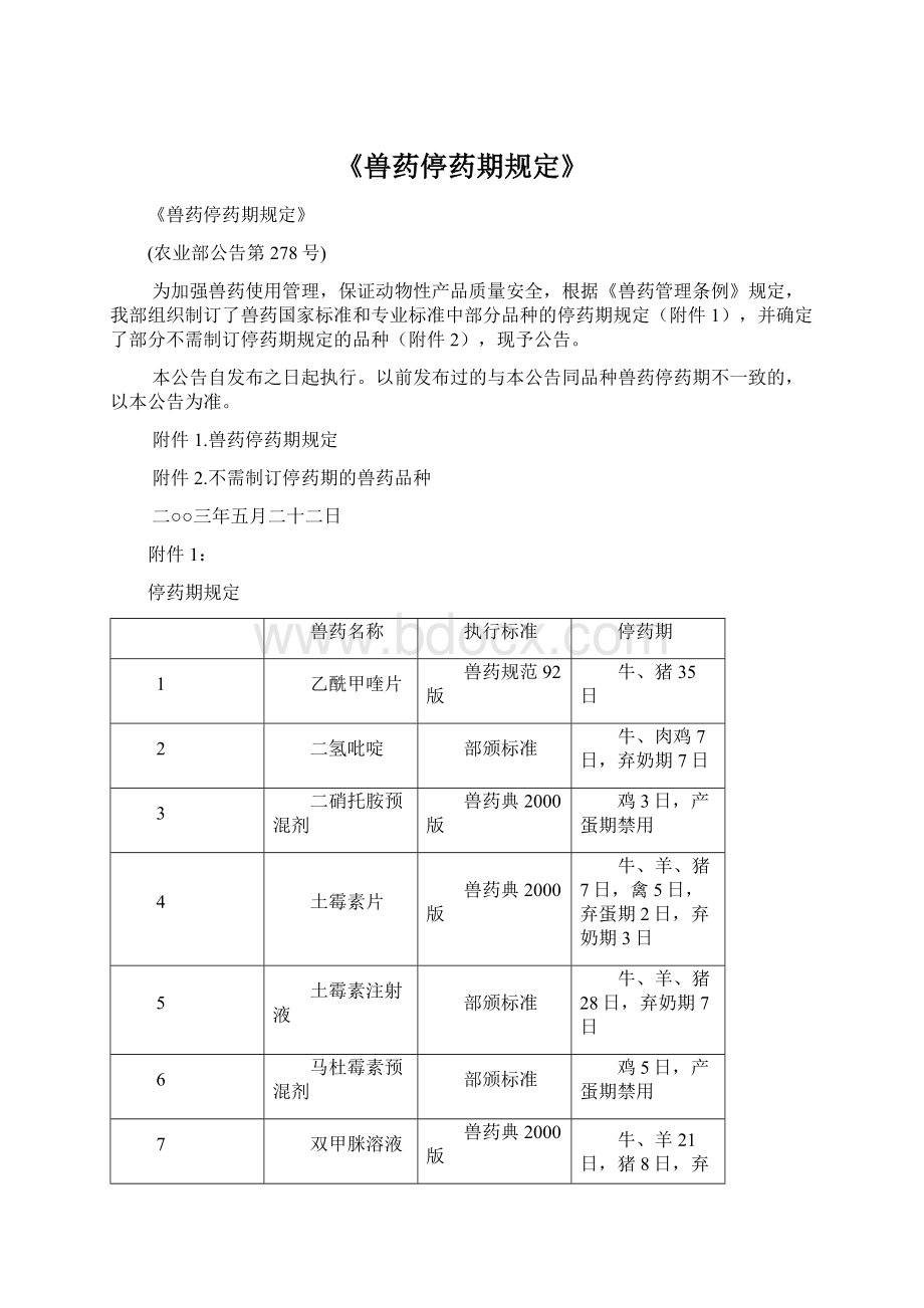 《兽药停药期规定》.docx_第1页