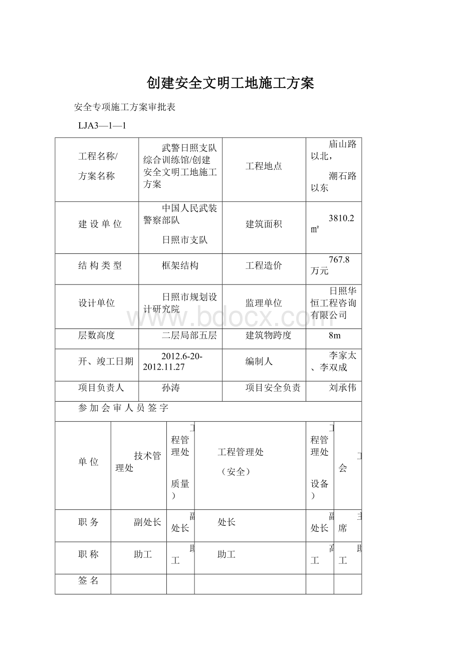 创建安全文明工地施工方案.docx