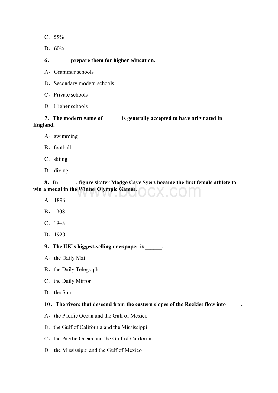 英语国家概况模拟试题三.docx_第2页