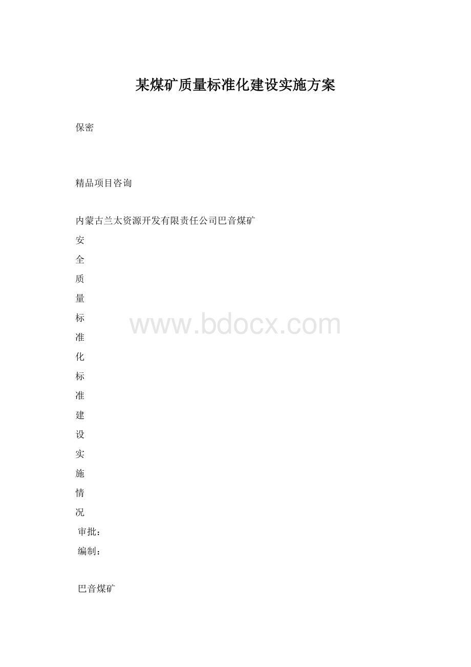 某煤矿质量标准化建设实施方案Word文档格式.docx