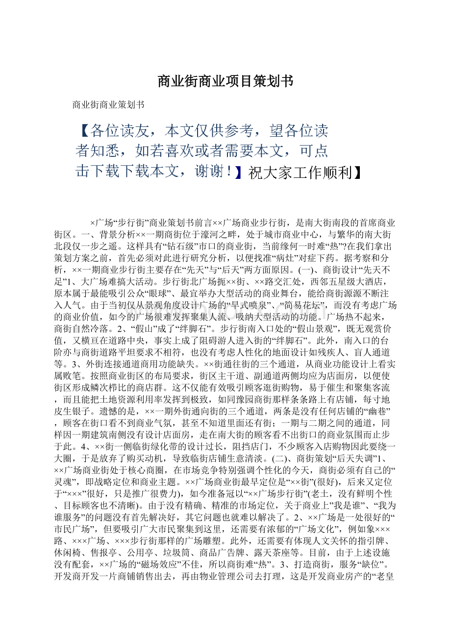 商业街商业项目策划书文档格式.docx