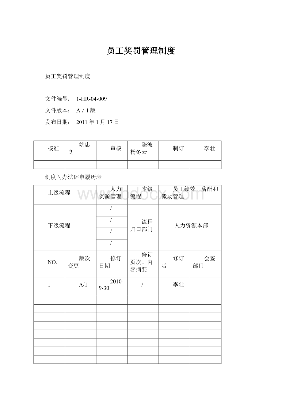 员工奖罚管理制度Word文档格式.docx