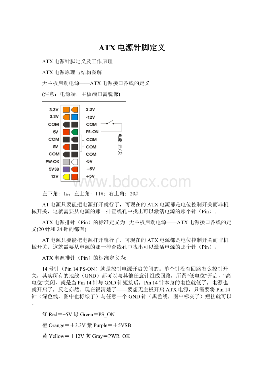 ATX电源针脚定义文档格式.docx