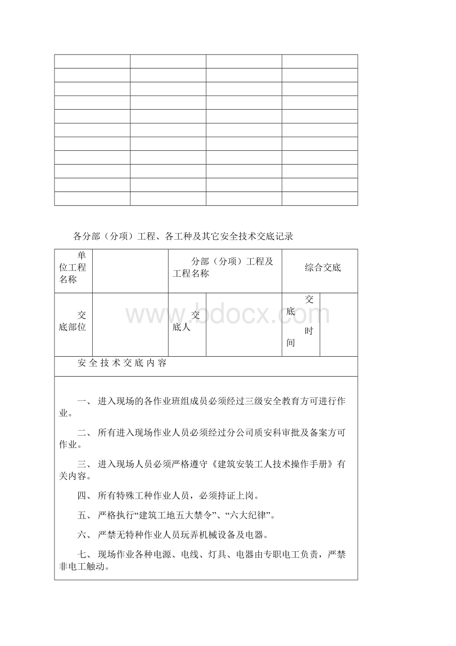 安全技术资料台帐之四技术交底.docx_第3页