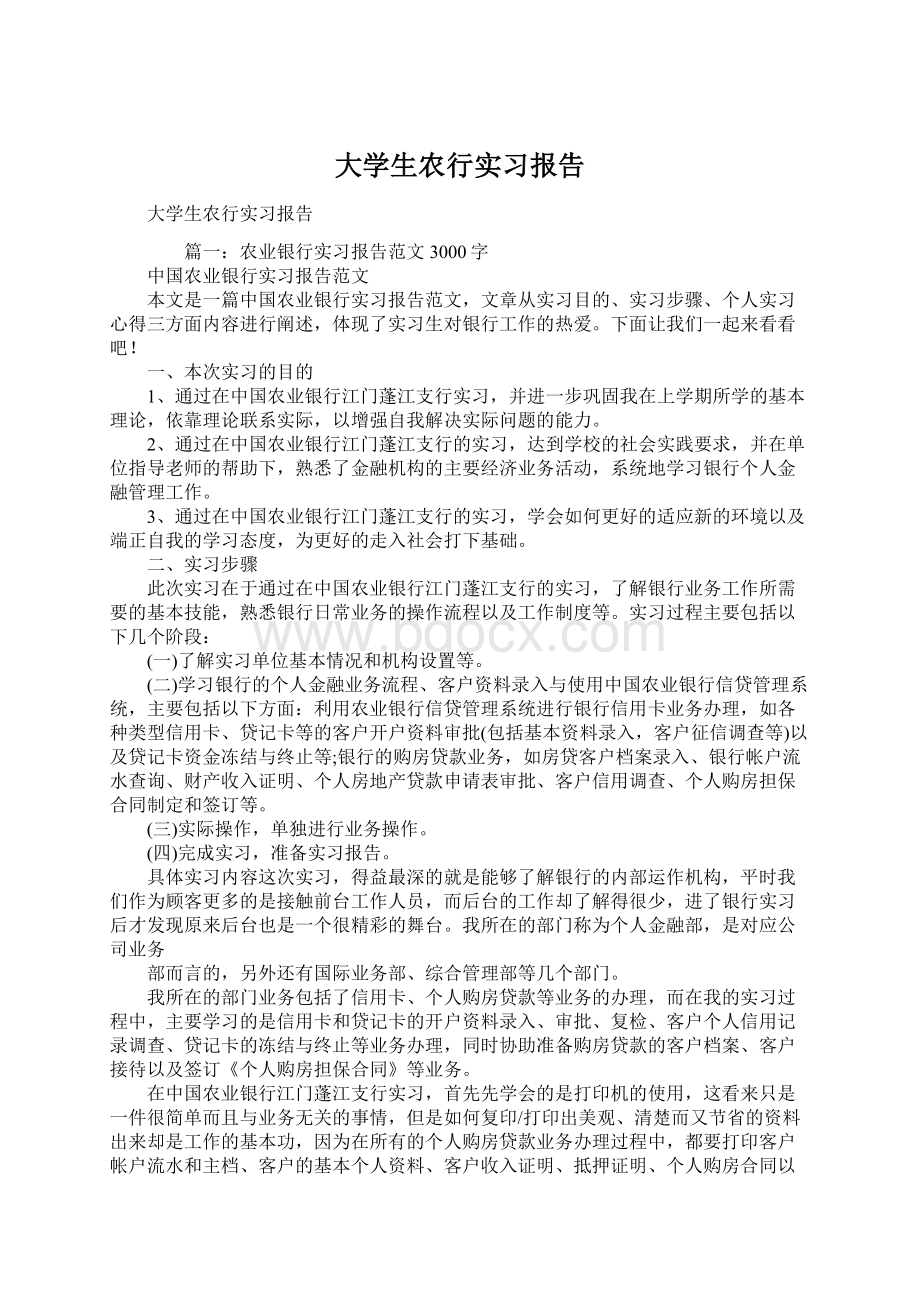 大学生农行实习报告.docx