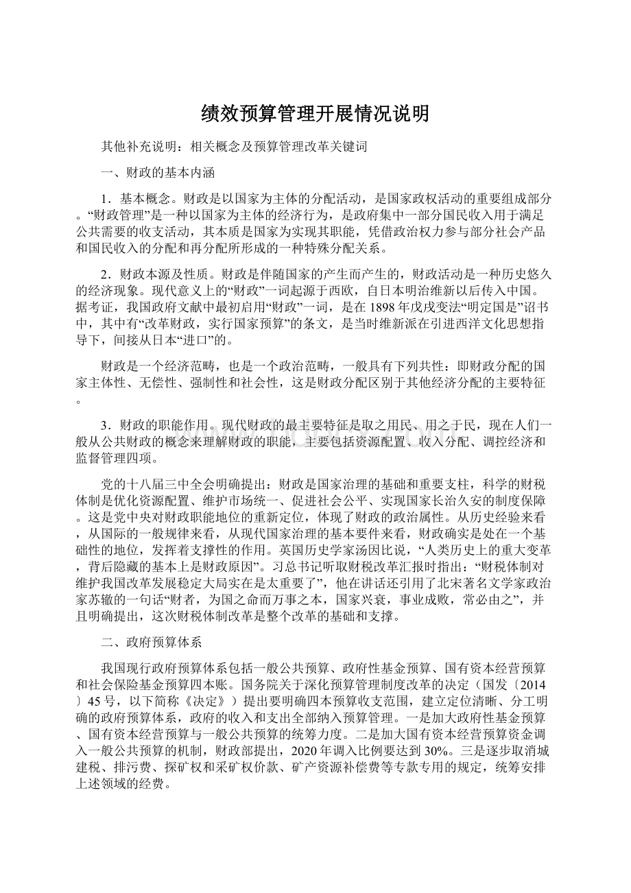 绩效预算管理开展情况说明文档格式.docx