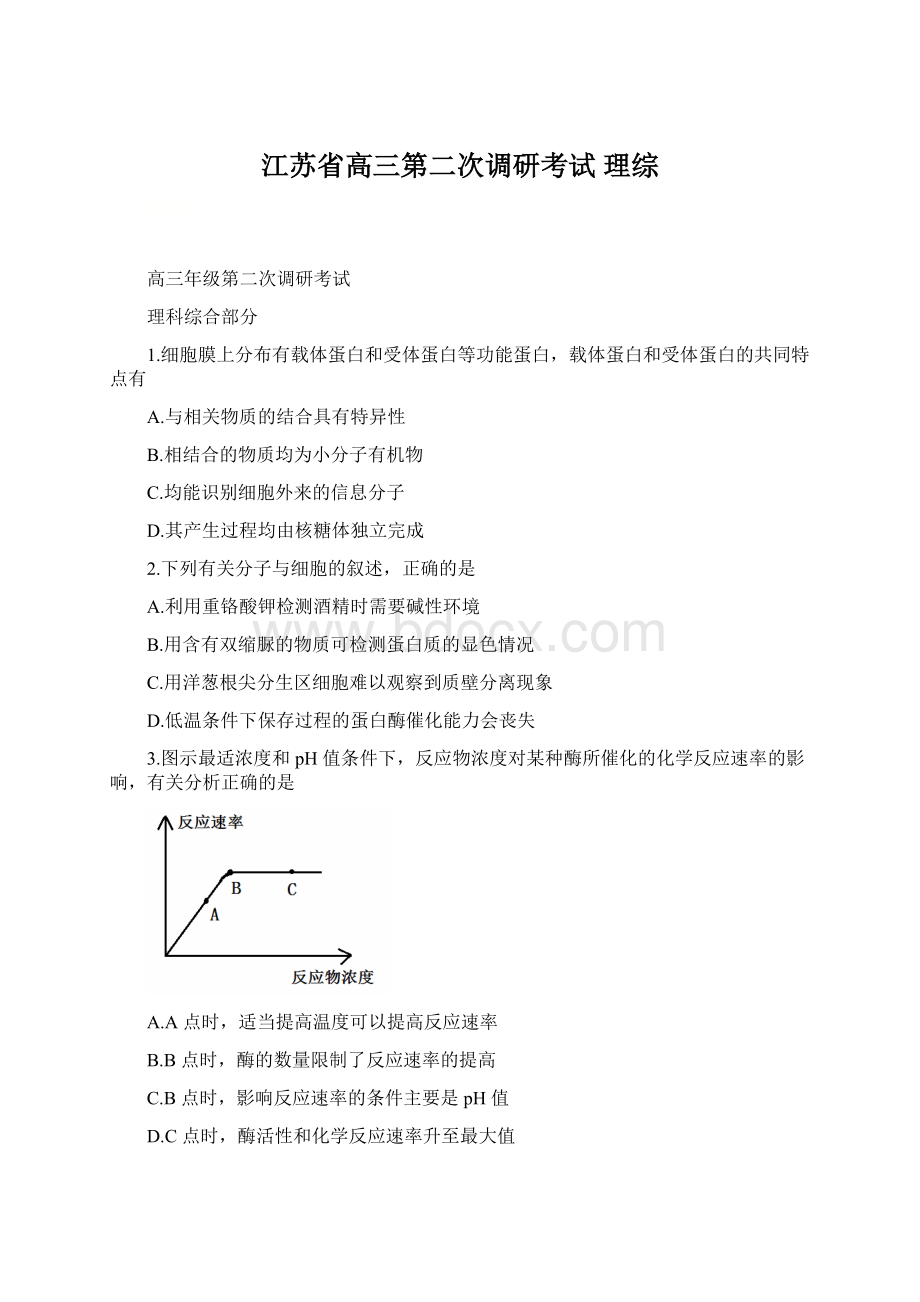 江苏省高三第二次调研考试 理综.docx_第1页