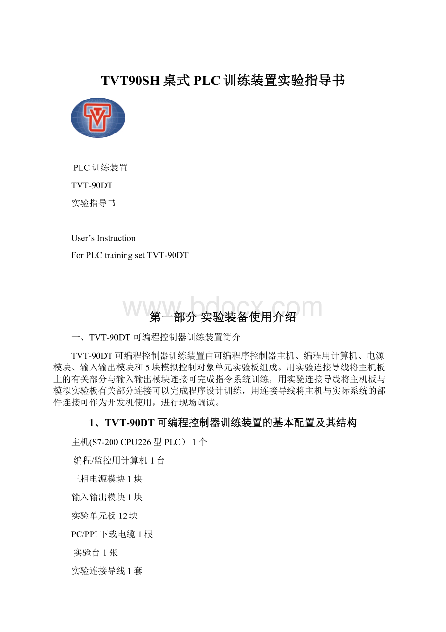 TVT90SH桌式PLC训练装置实验指导书Word文件下载.docx