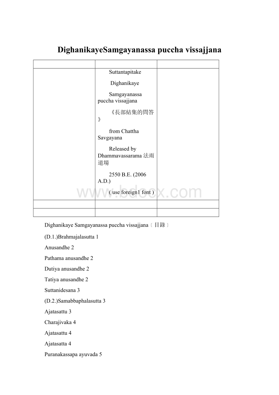 DighanikayeSamgayanassa puccha vissajjana.docx_第1页