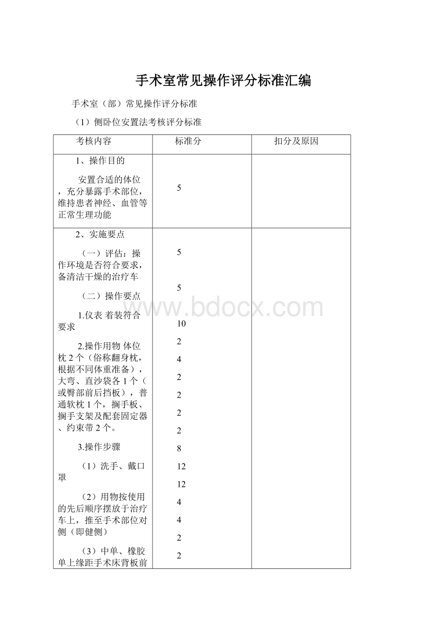 手术室常见操作评分标准汇编.docx