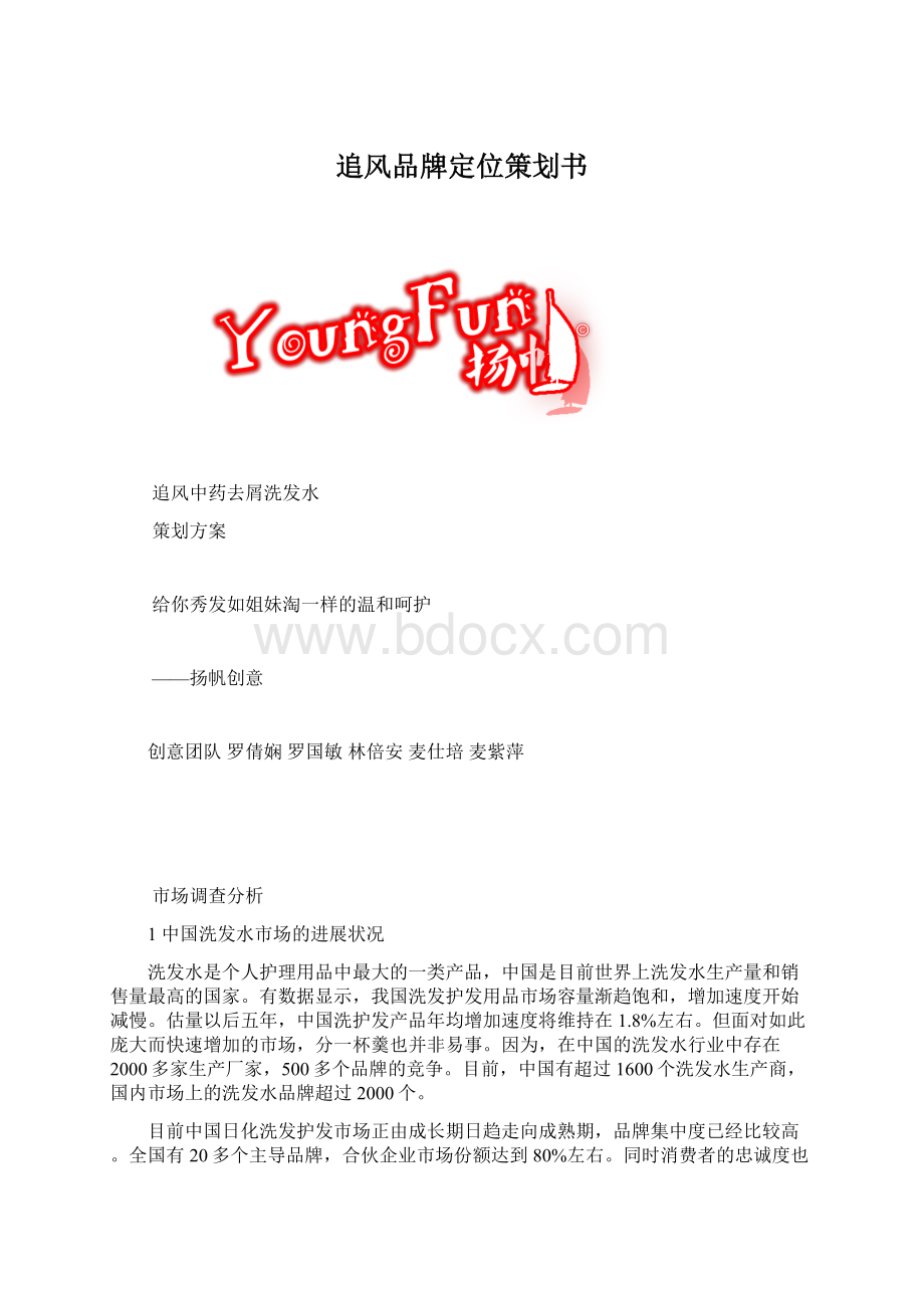 追风品牌定位策划书Word文件下载.docx_第1页