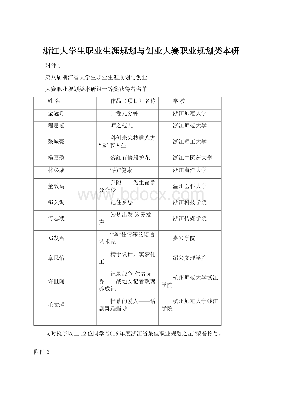 浙江大学生职业生涯规划与创业大赛职业规划类本研文档格式.docx_第1页