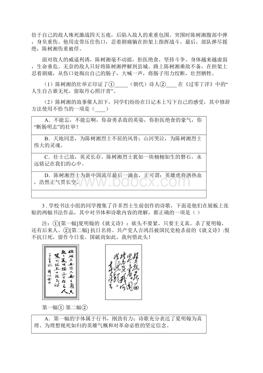 拉萨市九年级上学期期末语文试题II卷.docx_第2页