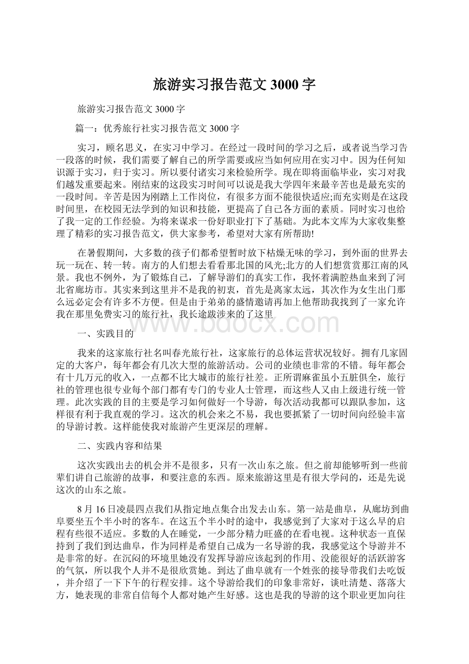 旅游实习报告范文3000字Word文档格式.docx