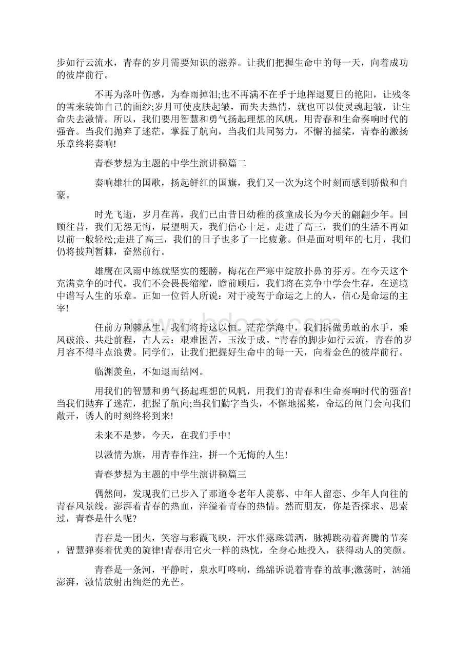 青春梦想为主题的中学生演讲稿五篇.docx_第2页