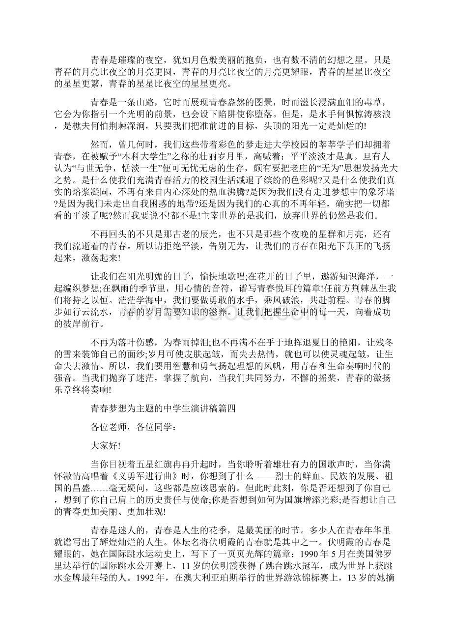 青春梦想为主题的中学生演讲稿五篇.docx_第3页