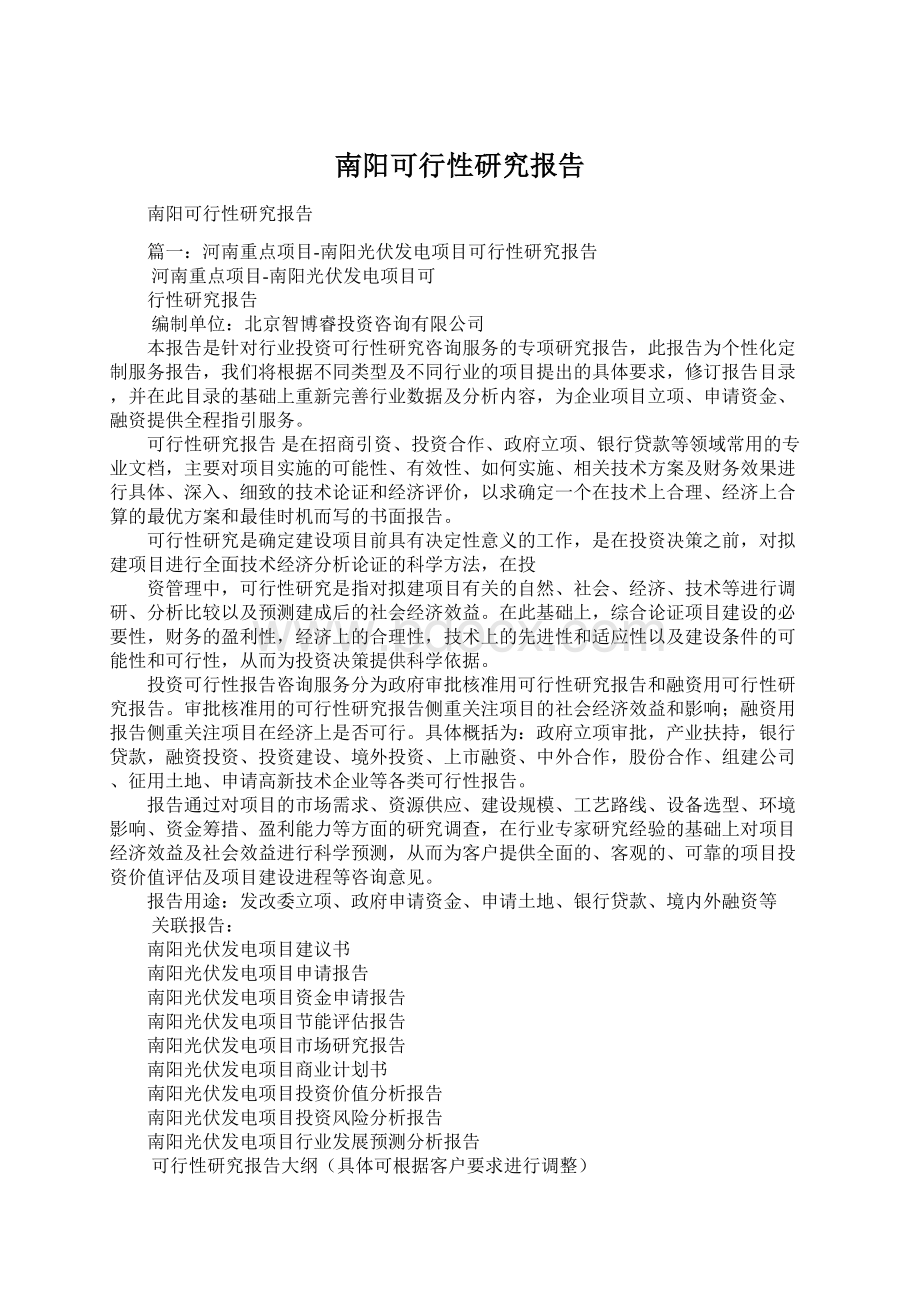 南阳可行性研究报告Word格式.docx_第1页