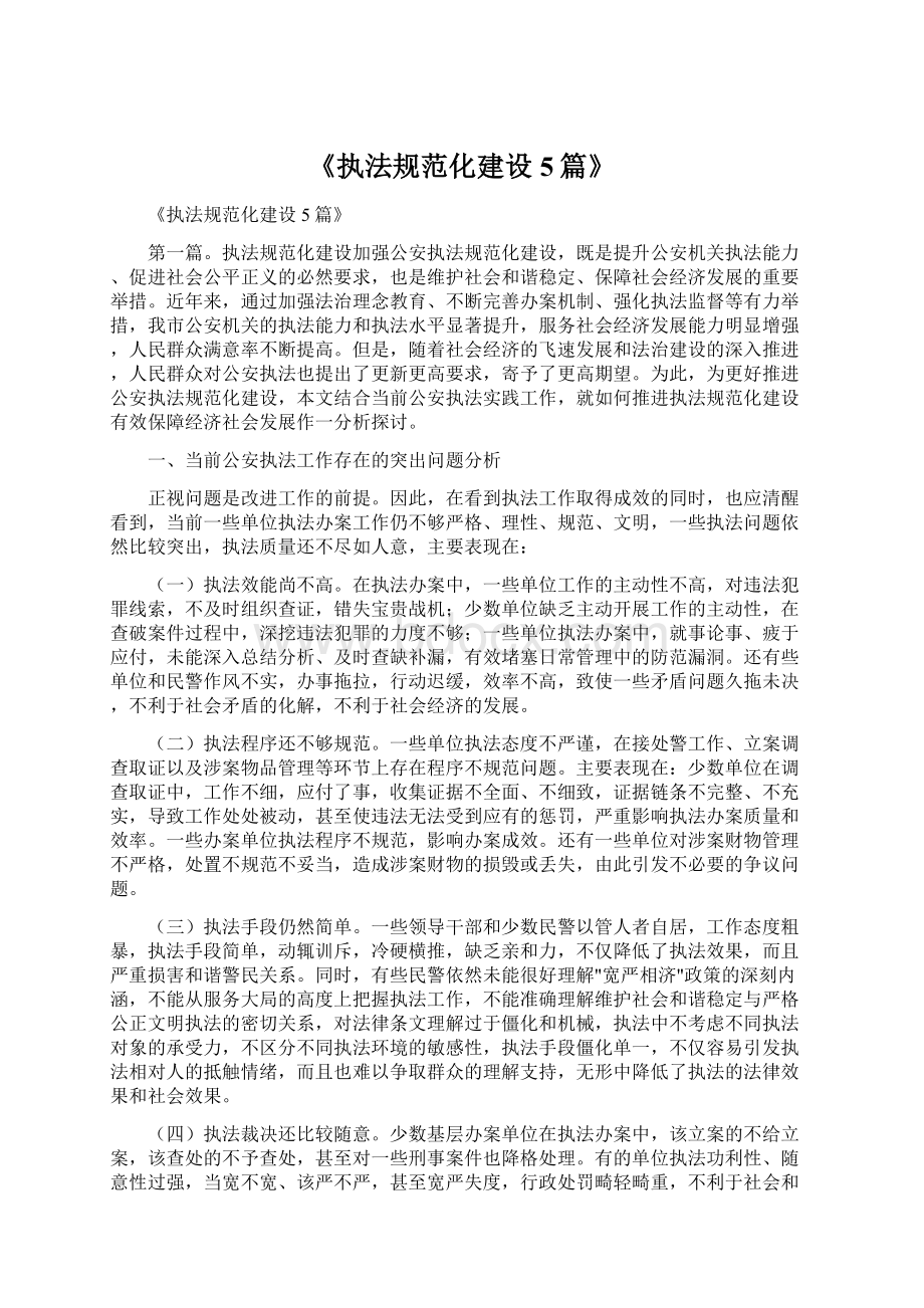 《执法规范化建设5篇》Word格式.docx