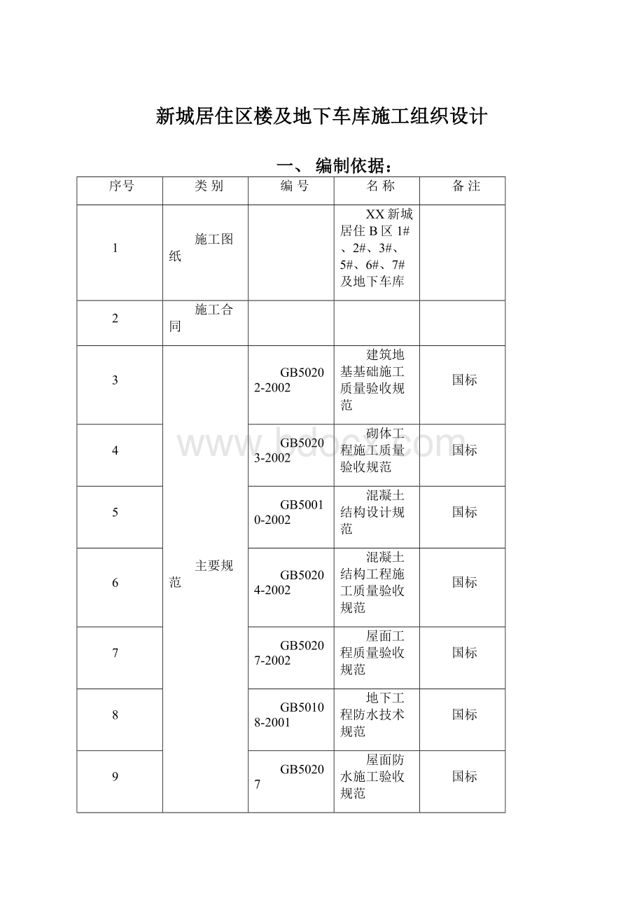 新城居住区楼及地下车库施工组织设计Word文档格式.docx